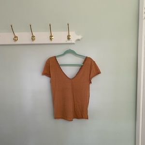 NWOT!! Free People deep V and open back lace detail top